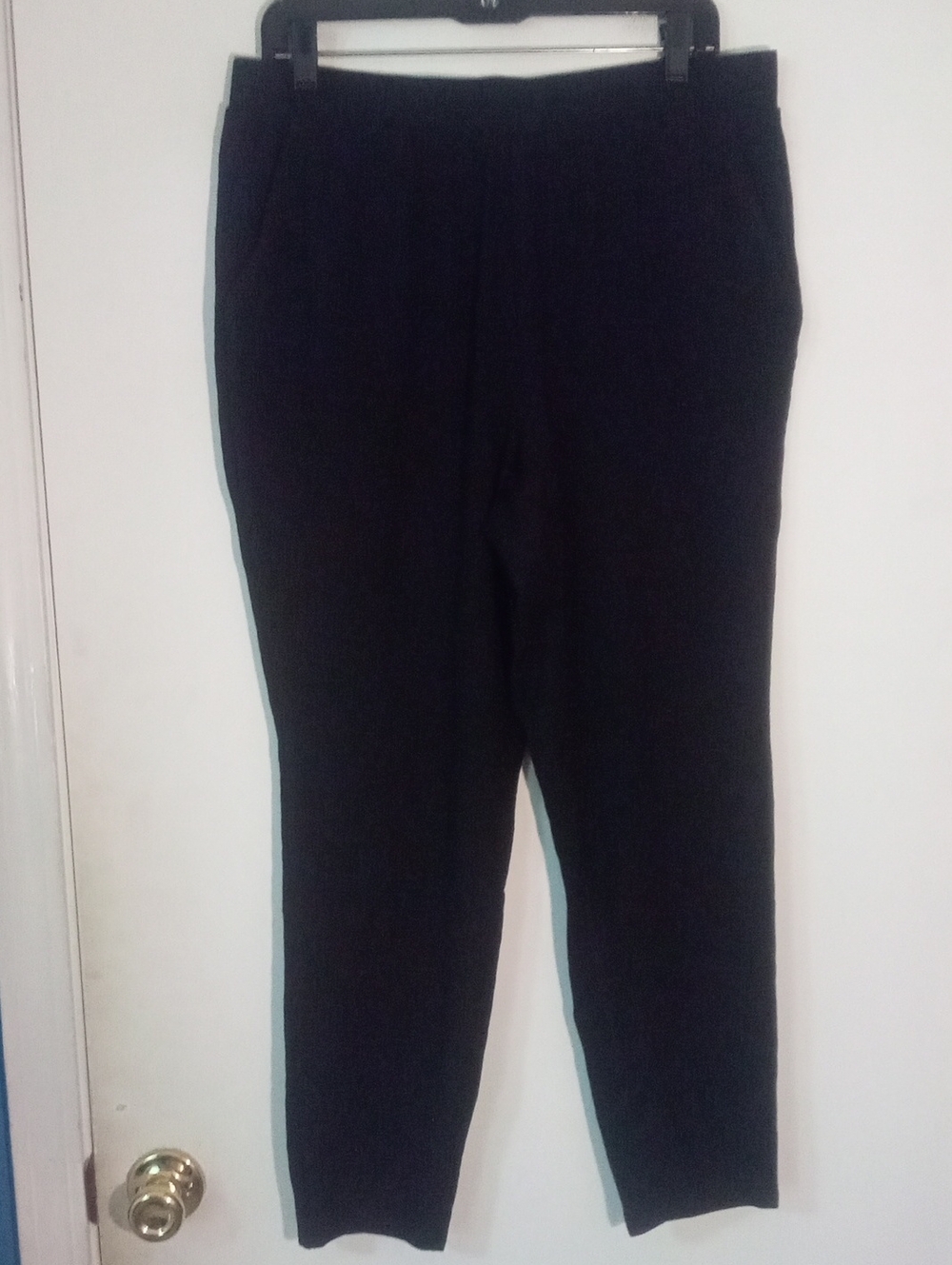 Nina Leonard Black Knit Straight-Leg Pants PL Petite Large New NWOT